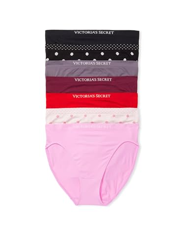 Victoria's Secret Seamless Brief Panty Pack, High Leg Cut, Underwear for Women, 7 Pack, Multicolored (L)