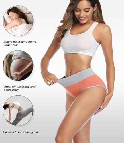 wirarpa Women's Cotton Underwear High Waist Briefs Ladies Soft Breathable Panties Full Coverage Underpants 5 Pack XX-Large