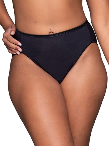 Vanity Fair Women's Illumination Hi Cut Panties (Regular & Plus Size), 3 Pack-Midnight Black, 7