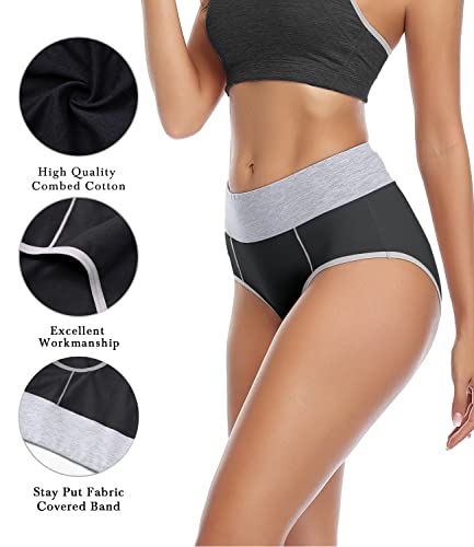 wirarpa Women's Cotton Underwear High Waist Briefs Ladies Soft Breathable Panties Full Coverage Underpants 5 Pack XX-Large