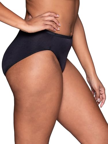 Vanity Fair Women's Illumination Hi Cut Panties (Regular & Plus Size), 3 Pack-Midnight Black, 7