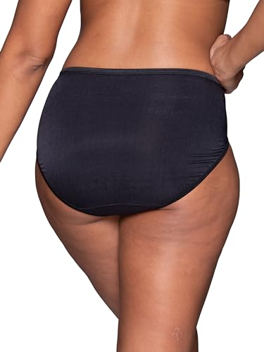 Vanity Fair Women's Illumination Hi Cut Panties (Regular & Plus Size), 3 Pack-Midnight Black, 7