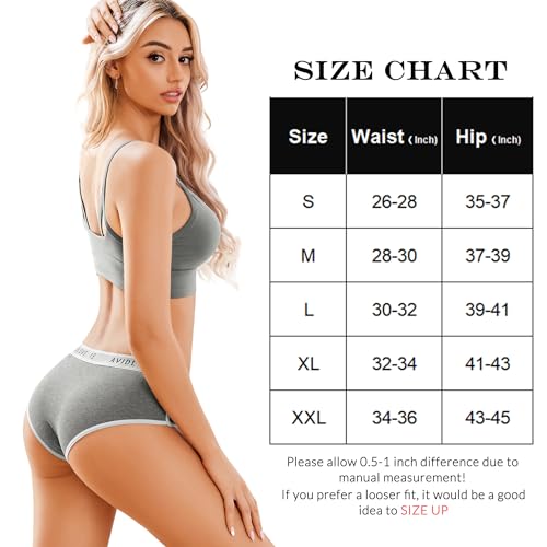 Avidlove Cotton Panties for Women Stretch Mid-high Waisted Briefs Pack of 4 Contrast Cheeky Hipster Underwear