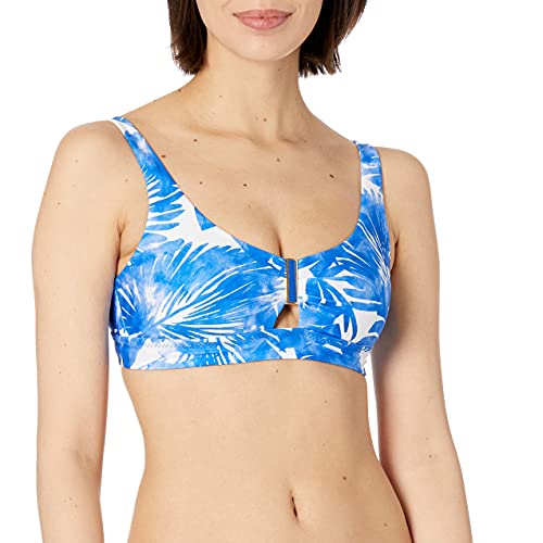 Trina Turk Women's Standard Basque Banded Bra Bikini Top, Sapphire Blue, 8
