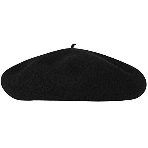 Kangol Anglobasque Wool Beret Hat for Women and Men, Medium, Black