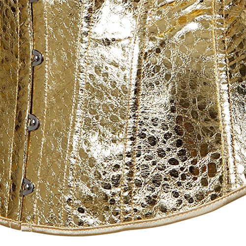 Kranchungel Women's Punk Rock Faux Leather Corset Retro Goth Waist Cincher Basque Bustier 2X-Large Gold