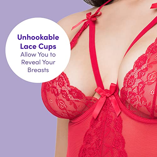 Lovehoney Lingerie Wild Romance Lace Basque Set - Halter Neck Underwired Basque with Suspenders Womens Lingerie Set - Matching G-String - One Size: 4-12