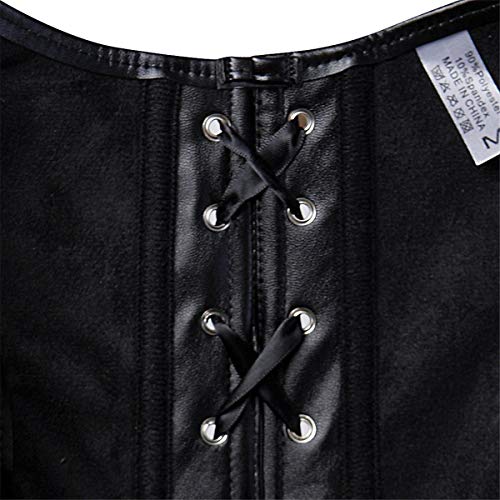 Blidece Moly Sexy Halter Black Faux Leather Corset Party Dress Steampunk Top Basques L