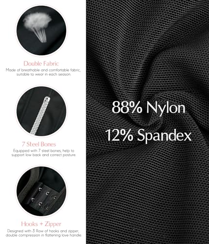 MERYOSZ Waist Trainer Corset Zipper Tummy Control Shapewear Breathable Waist Cincher for Women Body Shaper Sport Girdle (Black,M)