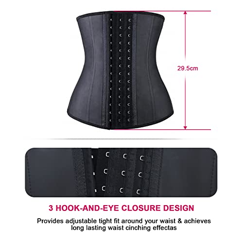 YIANNA Waist Trainer for Women Tummy Control Latex Underbust Waist Cincher Corset Sport Girdle Hourglass Body Shaper,(Black, XS)