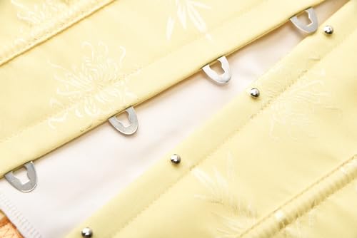 Vrapo Yellow Corset Top for Women | Overbust Lace Up Waist Cincher Shapewear Lingerie -Plum Blossom Bamboo Pattern - Size S