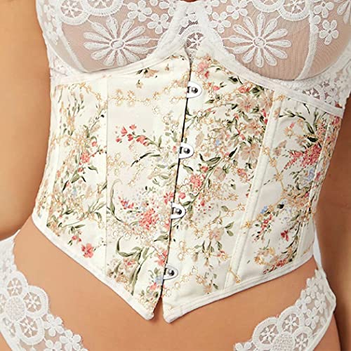 Asooll Lace up Corset Belts Bustier Floral Printed Wide Underbust Corset Belt Costume Clothing Dress Waist Belts for Women