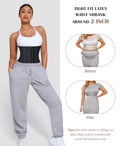 Lover-Beauty Waist Trainer for Women Latex Corsets Waist Cincher Workout Girdle Hourglass Body Shaper (Medium, Black)