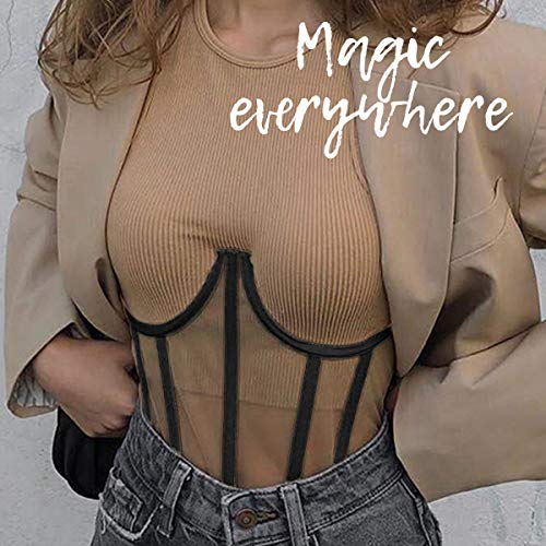 TOPMELON Lace Corset Belt Waist Corset Top Women Mesh Open Cup Lace Up Boned Under Bustier Corset Waist Cincher Black M