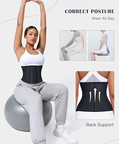 Lover-Beauty Waist Trainer for Women Latex Corsets Waist Cincher Workout Girdle Hourglass Body Shaper (Medium, Black)