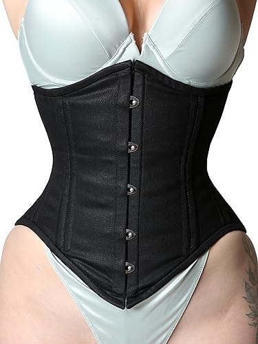 Royals Fashion Heavy Duty Waist Trainer Womens Conical Curvy Corset Underbust Steel Boned Cotton Corset (as1, alpha, l, regular, regular, Black)