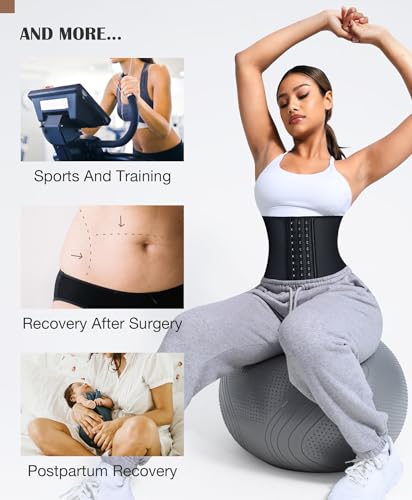 Lover-Beauty Waist Trainer for Women Latex Corsets Waist Cincher Workout Girdle Hourglass Body Shaper (Medium, Black)