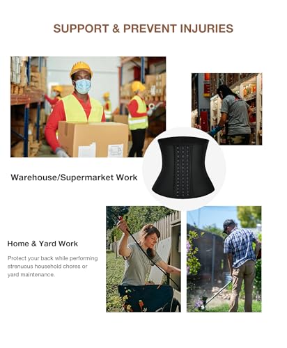 Lover-Beauty Waist Trainer for Women Latex Corsets Waist Cincher Workout Girdle Hourglass Body Shaper (Medium, Black)