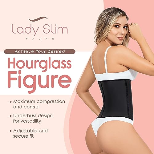 Lady Slim Underbust Latex Waist Trainer - Black Medium Hourglass Body Shaper for Women
