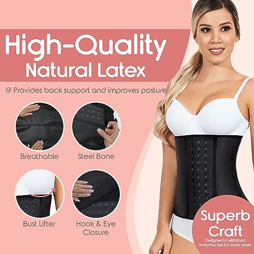 Lady Slim Underbust Latex Waist Trainer - Black Medium Hourglass Body Shaper for Women
