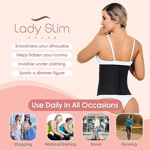 Lady Slim Underbust Latex Waist Trainer - Black Medium Hourglass Body Shaper for Women