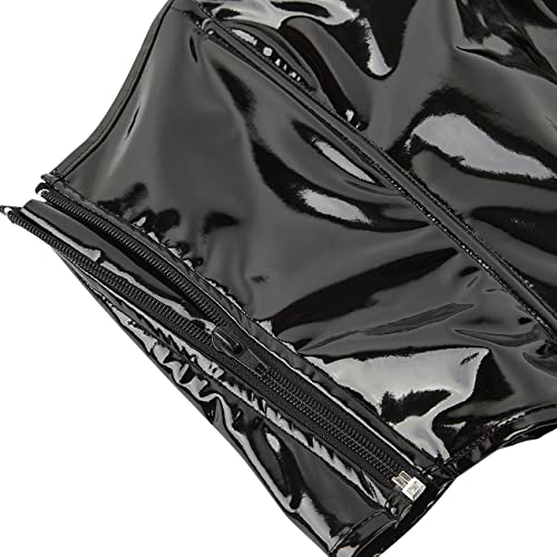 SHYMMUO Women's Black Corset Tops Sexy Bustier Crop Top Summer Going Out Strapless Leather Waist Belt Bra XL