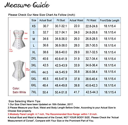 Charmian Women's 26 Steel Boned Brocade Long Torso Hourglass Body Shaper Corset White X-Large