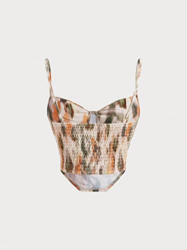 Floerns Women's Bustier Corset Top Tie Dye Spaghetti Strap Asymmetrical Crop Cami Top Multicolor M