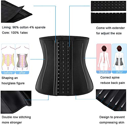 ECOWALSON Waist Trainer for Women Corset Cincher Body Shaper Girdle Trimmer with Steel Bones Extender