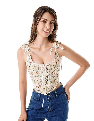 Scarlet Darkness Renaissance Faire Costume Women Lace Up Corset Top Floral Fishbone Bustier Pink Floral Size 12