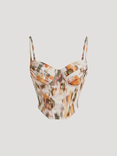 Floerns Women's Bustier Corset Top Tie Dye Spaghetti Strap Asymmetrical Crop Cami Top Multicolor M
