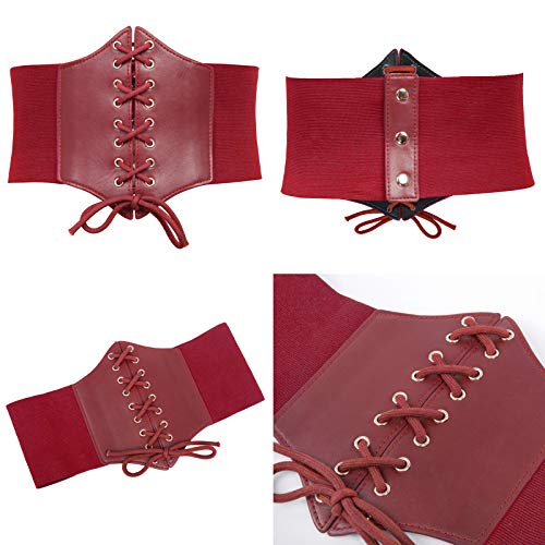 GRACE KARIN 2 Pack Slim Fit Underbust Waist Corset (XL, Black+Red)