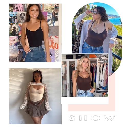 FeelinGirl Tummy Control Shapewear for Women Seamless Butt Lift Shapewear Bodysuit Full Body Shaper for Women Black M-L