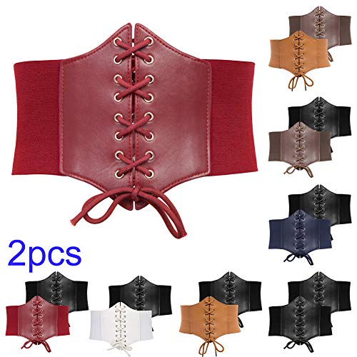 GRACE KARIN 2 Pack Slim Fit Underbust Waist Corset (XL, Black+Red)