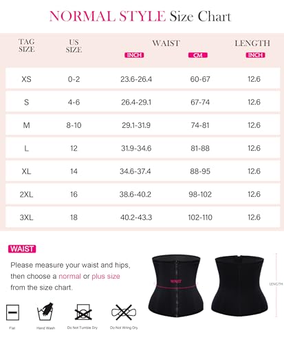 Nebility Waist Trainer for Women Zipper Tummy Control Shapewear Plus Size Waist Cincher Corset Faja Body Shaper Sport Girdle(Black Normal Size,Large)