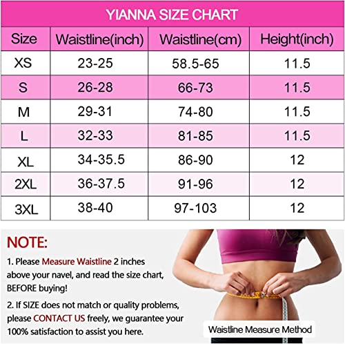 YIANNA Waist Trainer for Women Latex Underbust Waist Corsets Cincher Hourglass Body Shaper 4 Hooks, (Size M, Black)