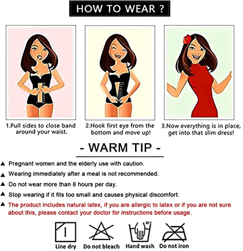 YIANNA Waist Trainer for Women Latex Underbust Waist Corsets Cincher Hourglass Body Shaper 4 Hooks, (Size M, Black)