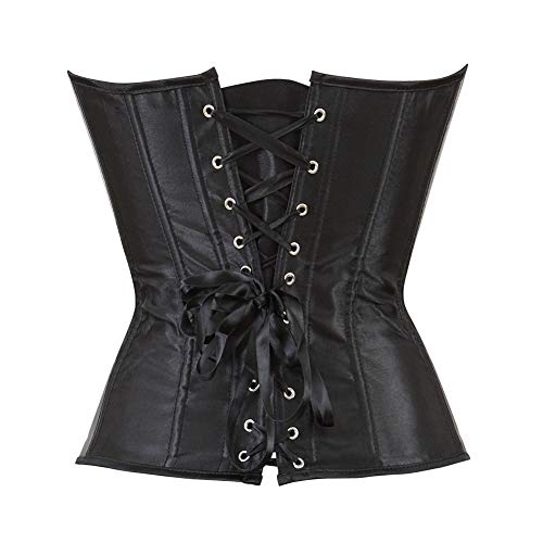 Zhitunemi Women's Bustier Corset Top Overbust Trainer Black Satin Waist Cincher 4X-Large Black