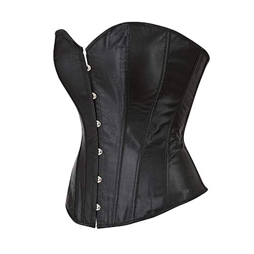 Zhitunemi Women's Bustier Corset Top Overbust Trainer Black Satin Waist Cincher 4X-Large Black