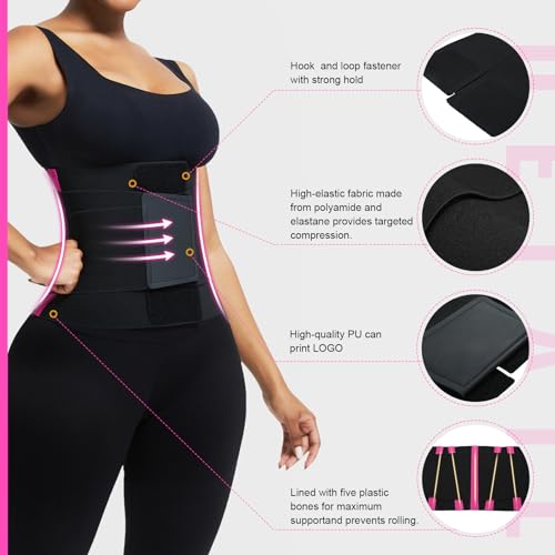 FeelinGirl Workout Waist Trainer Corset Weight Slimming Neoprene Sauna Sweatinging Vest Workout Postnatal Body Shaper for Women Rose Red M
