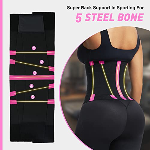 FeelinGirl Workout Waist Trainer Corset Weight Slimming Neoprene Sauna Sweatinging Vest Workout Postnatal Body Shaper for Women Rose Red M