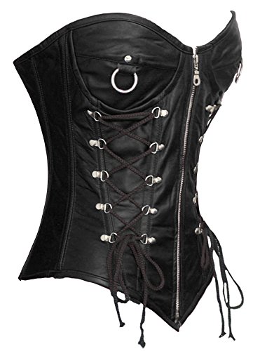 luvsecretlingerie Heavy Duty 24 Double Steel Boned Waist Training Genuine Leather Overbust Tight Shaper Corset #1217-LE