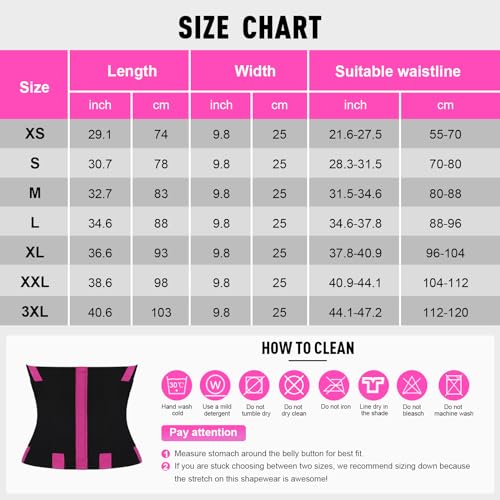 FeelinGirl Workout Waist Trainer Corset Weight Slimming Neoprene Sauna Sweatinging Vest Workout Postnatal Body Shaper for Women Rose Red M