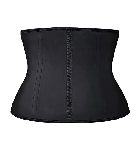 YIANNA Short Torso Waist Trainer for Women Latex Underbust Waist Corsets Cincher Hourglass Body Shaper 4 Hooks, YA110207-Black-XL