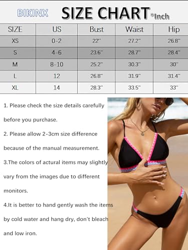BIKINX Womens Swimsuits Thong Bikini Sets for Women Triangle Two Piece Bathing Suits Tie Back Swim Top Blue