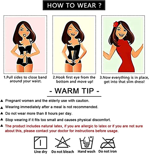 YIANNA Short Torso Waist Trainer for Women Latex Underbust Waist Corsets Cincher Hourglass Body Shaper 4 Hooks, YA110207-Black-XL