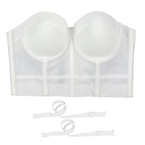 ELLACCI Women's Mesh Bustier Crop Top Push Up Corset Top Bralet White Small