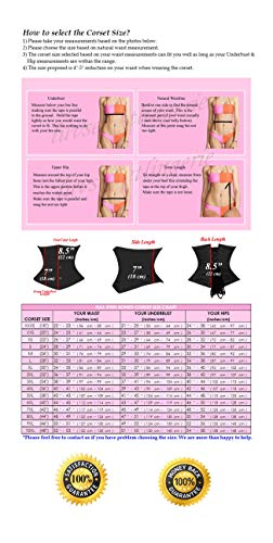 Luvsecretlingerie Full Steel Boned Cotton Waist Cincher Underbust Shaper Corset,L (For waist 32"-33"),Black