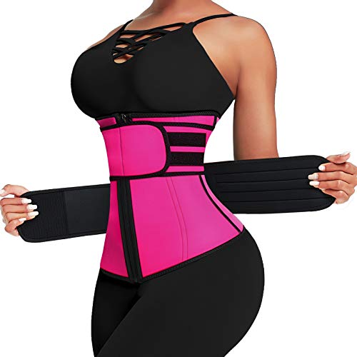 Waist Trainer for Women Long Torso Sauna Workout Waist Trainers Double Belts Neoprene Corset Waist Cincher Zipper Trimmer