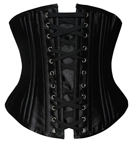 SHAPERX Women's Waist Training Corsets Underbust Heavy Duty 26 Steel Boned Hourglass Silhouette Body Shaper, SZ1908-Black-M